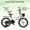 Green Metal Kids Bike with Dual Brakes, Training Wheels and Basket Perfect for Children's